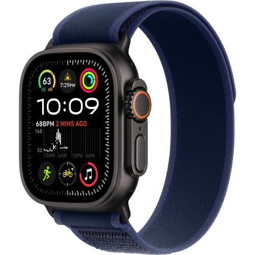 Apple Watch Ultra 2 GPS + Cellular 49mm Black Titan. Case w. Blue Trail Loop - S/M (MYTJ3+MYQ73)