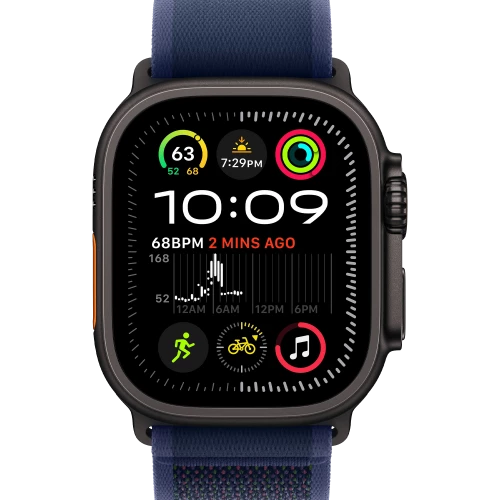 Apple Watch Ultra 2 GPS + Cellular 49mm Black Titan. Case w. Blue Trail Loop - M/L (MYTJ3+MYQ83)