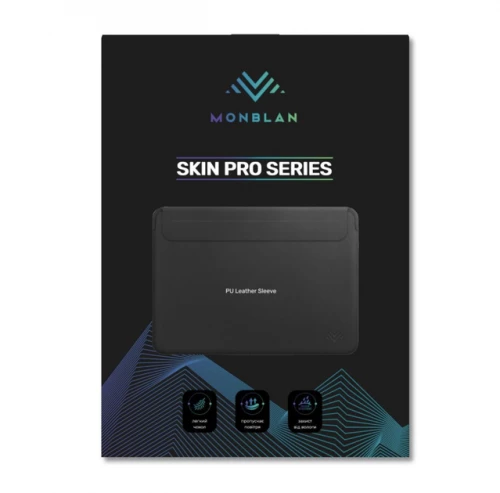 Чохол-папка (шкіряний) Apple MacBook Pro 13" 2016-2022 /Air 13" 2018-2020 Monblan Skin Pro Series Black