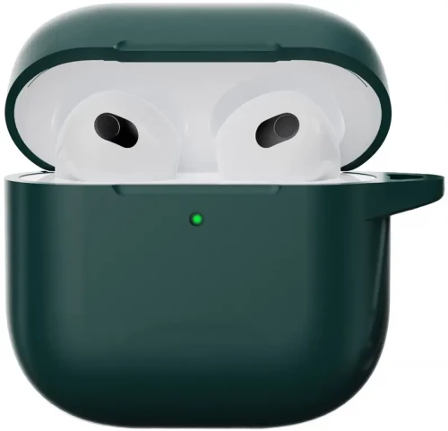Чехол-накладка (силиконовый) Apple AirPods 4 Silicone Case with Carabine Dark Green