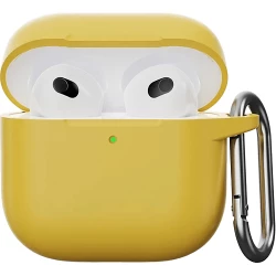 Чохол-накладка (силіконовий) Apple AirPods 4 Silicone Case with Carabine Yellow