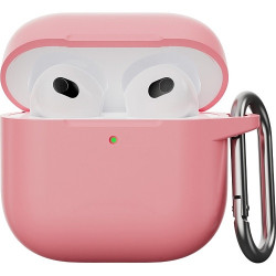 Чохол-накладка (силіконовий) Apple AirPods 4 Silicone Case with Carabine Pink