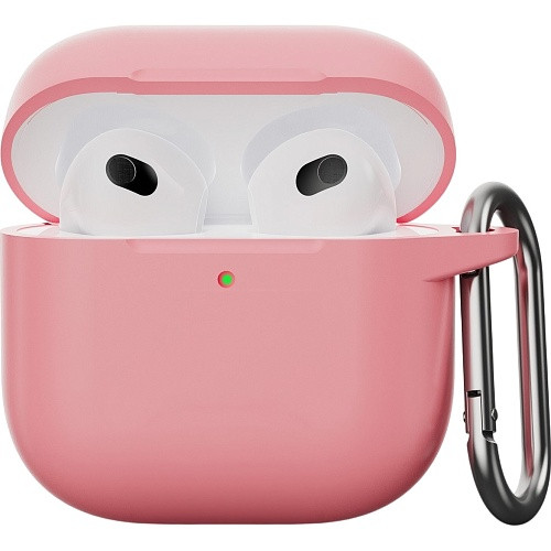 Чехол-накладка (силиконовый) Apple AirPods 4 Silicone Case with Carabine Pink