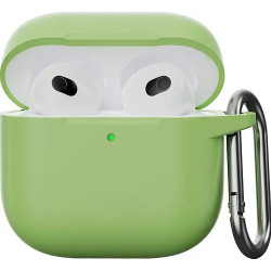Чохол-накладка (силіконовий) Apple AirPods 4 Silicone Case with Carabine Matcha Green