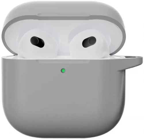 Чехол-накладка (силиконовый) Apple AirPods 4 Silicone Case with Carabine Light Gray
