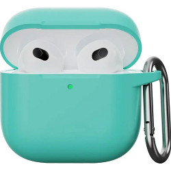 Чохол-накладка (силіконовий) Apple AirPods 4 Silicone Case with Carabine Mint Green