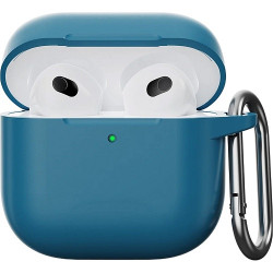 Чохол-накладка (силіконовий) Apple AirPods 4 Silicone Case with Carabine Lake Blue