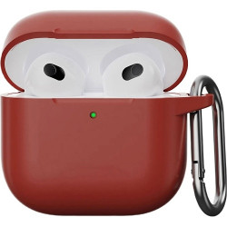 Чохол-накладка (силіконовий) Apple AirPods 4 Silicone Case with Carabine Scarlet