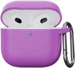 Чохол-накладка (силіконовий) Apple AirPods 4 Silicone Case with Carabine Purple