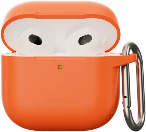 Чехол-накладка (силиконовый) Apple AirPods 4 Silicone Case with Carabine Orange
