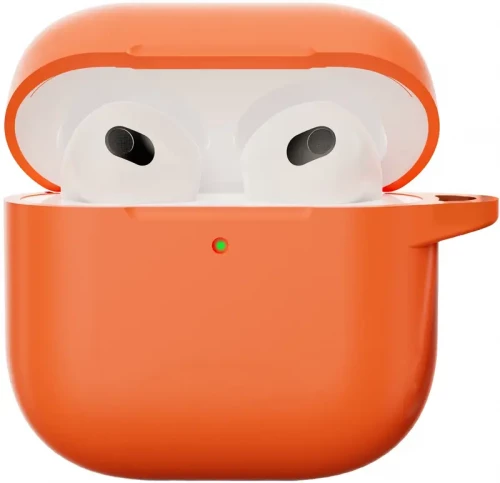 Чехол-накладка (силиконовый) Apple AirPods 4 Silicone Case with Carabine Orange