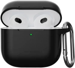 Чохол-накладка (силіконовий) Apple AirPods 4 Silicone Case with Carabine Black