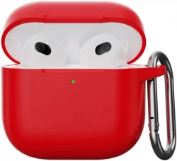 Чохол-накладка (силіконовий) Apple AirPods 4 Silicone Case with Carabine Red