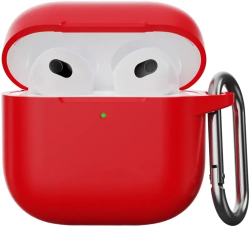Чехол-накладка (силиконовый) Apple AirPods 4 Silicone Case with Carabine Red