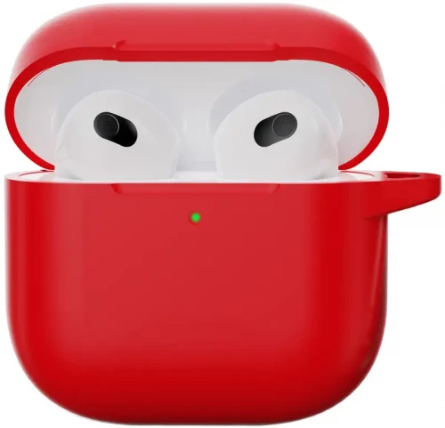 Чехол-накладка (силиконовый) Apple AirPods 4 Silicone Case with Carabine Red