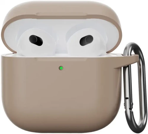 Чехол-накладка (силиконовый) Apple AirPods 4 Silicone Case with Carabine Sand Powder