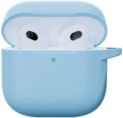 Чехол-накладка (силиконовый) Apple AirPods 4 Silicone Case with Carabine Light Blue