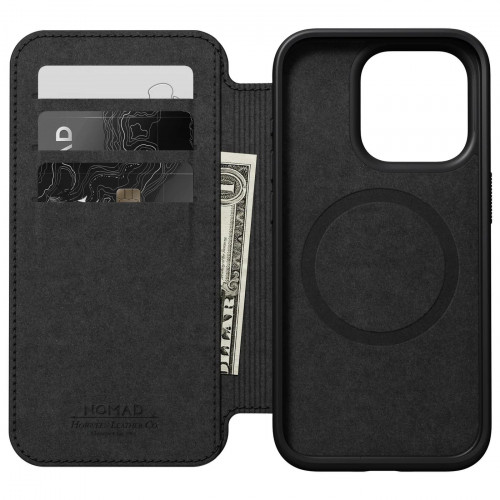 Чехол-книжка (кожаный) Apple iPhone 15 Pro NOMAD Horween® Modern Leather Folio with Magsafe Black