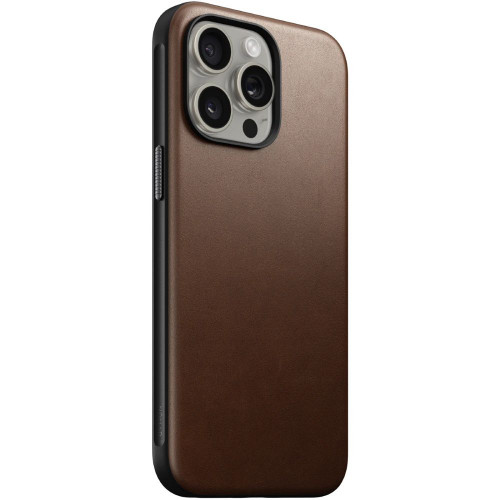 Чохол-накладка (шкіряний) Apple iPhone 15 Pro NOMAD Modern Leather Case with Magsafe Brown