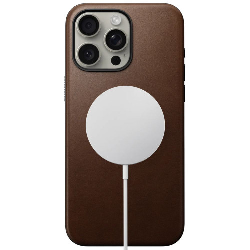 Чехол-накладка (кожаный) Apple iPhone 15 Pro Max NOMAD Modern Leather Case with Magsafe Brown