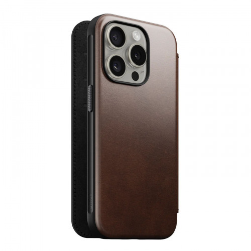 Чохол-книжка (шкіряний) Apple iPhone 15 Pro Max NOMAD Horween® Modern Leather Folio with Magsafe Rustic Brown