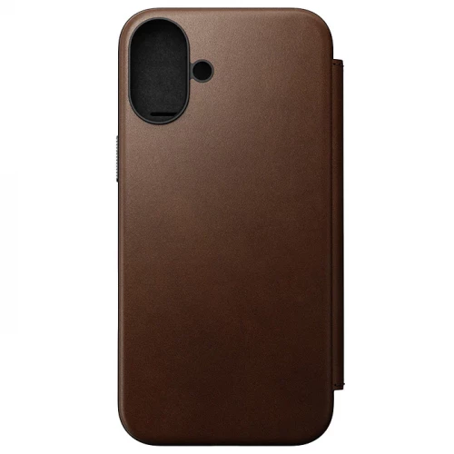 Чехол-книжка (кожаный) Apple iPhone 16 Plus NOMAD Modern Leather Folio with Magsafe Brown