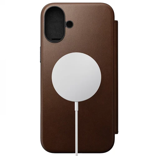 Чехол-книжка (кожаный) Apple iPhone 16 Plus NOMAD Modern Leather Folio with Magsafe Brown