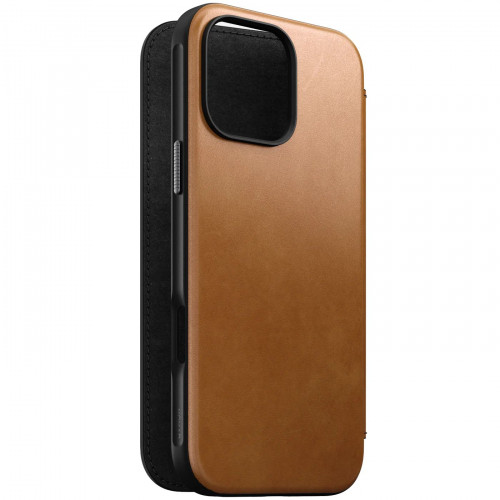 Чехол-книжка (кожаный) Apple iPhone 16 Pro Max NOMAD Modern Leather Folio with Magsafe English Tan