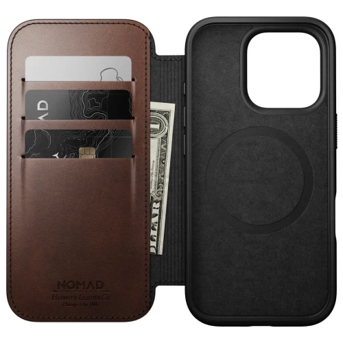 Чехол-книжка (кожаный) Apple iPhone 16 Pro Max NOMAD Horween® Modern Leather Folio with Magsafe Rustic Brown