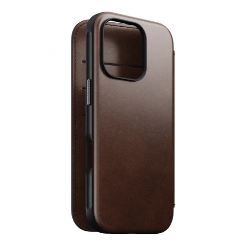Чехол-книжка (кожаный) Apple iPhone 16 Pro Max NOMAD Horween® Modern Leather Folio with Magsafe Rustic Brown
