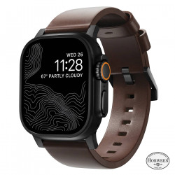 NOMAD Horween® Apple Watch 46/49mm Modern Band Black Hardware Rustic Brown