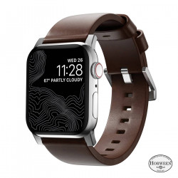 NOMAD Horween® Apple Watch 46/49mm Modern Band Silver Hardware Rustic Brown