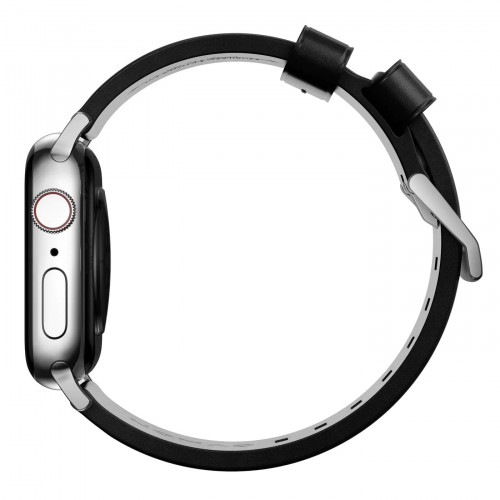 NOMAD Horween® Apple Watch 46/49mm Modern Band Silver Hardware Black