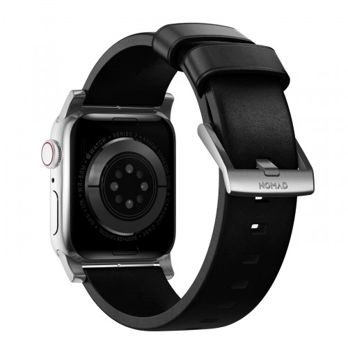 NOMAD Horween® Apple Watch 46/49mm Modern Band Silver Hardware Black