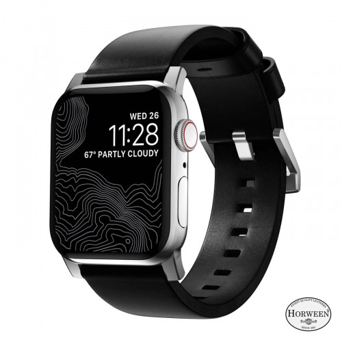 NOMAD Horween® Apple Watch 41/42mm Modern Band Silver Hardware Black