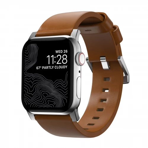 NOMAD Apple Watch 46/49mm Modern Band Silver Hardware English Tan