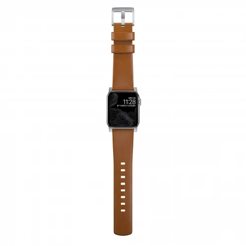NOMAD Apple Watch 46/49mm Modern Band Silver Hardware English Tan