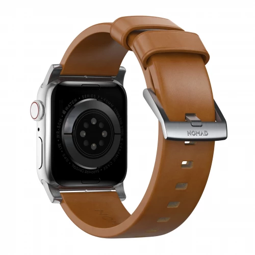 NOMAD Apple Watch 46/49mm Modern Band Silver Hardware English Tan