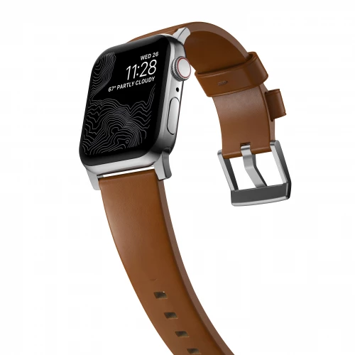 NOMAD Apple Watch 46/49mm Modern Band Silver Hardware English Tan