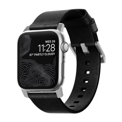 NOMAD Apple Watch 46/49mm Modern Band Silver Hardware Black