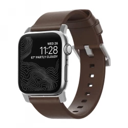 NOMAD Apple Watch 46/49mm Modern Band Silver Hardware Brown
