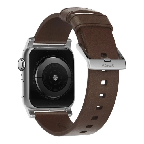 NOMAD Apple Watch 46/49mm Modern Band Silver Hardware Brown