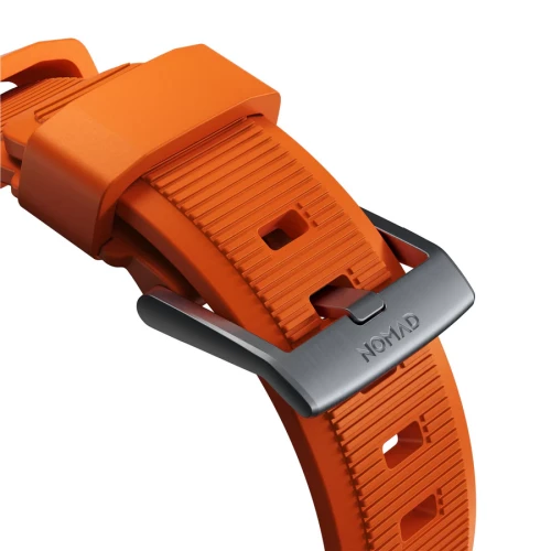 NOMAD Apple Watch 46/49mm Rugged Band Silver Hardware Ultra Orange