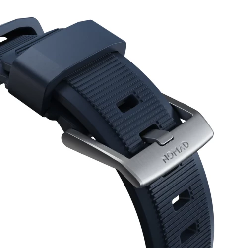 NOMAD Apple Watch 46/49mm Rugged Band Silver Hardware Atlantic Blue