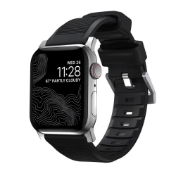 NOMAD Apple Watch 46/49mm Rugged Band Silver Hardware Black