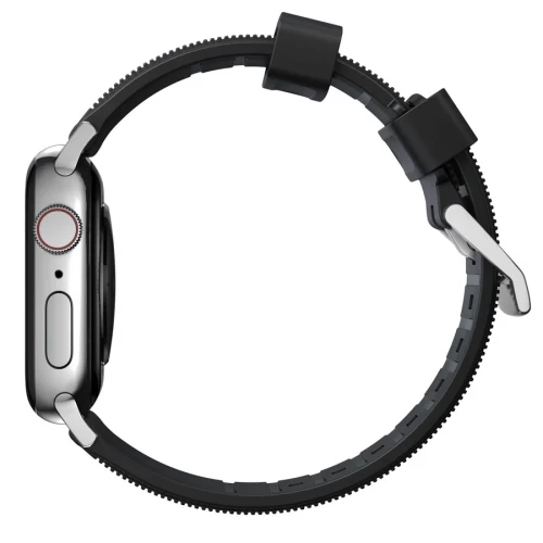 NOMAD Apple Watch 41/42mm Rugged Band Silver Hardware Black