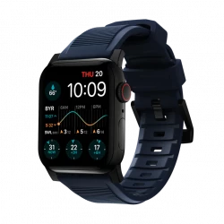 NOMAD Apple Watch 46/49mm Rugged Band Black Hardware Atlantic Blue