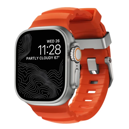 NOMAD Apple Watch 46/49mm Rocky Point Band Natural Titanium Hardware Magma
