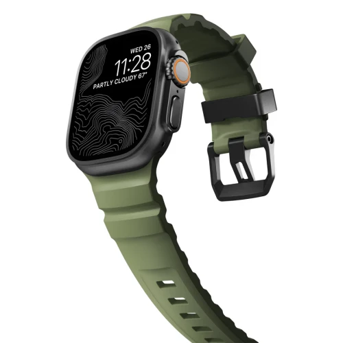 NOMAD Apple Watch 46/49mm Rocky Point Band Black Titanium Hardware Forest