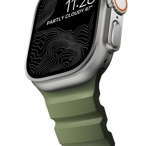 NOMAD Apple Watch 46/49mm Rocky Point Band Natural Titanium Hardware Forest